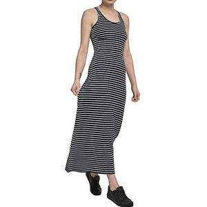Urban Classics Damesjurk, lange racerback jurk, zomerjurk voor vrouwen in vele kleuren, maten XS - 5XL, zwart/wit, XS