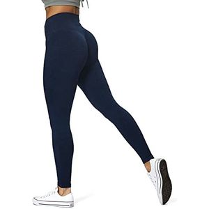 Aoxjox Naadloze legging voor dames, ondoorzichtig, Y Navy Peony Marl Met Scrunch, XS