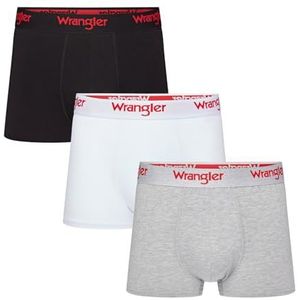 WRANGLER Boxershorts voor heren in zwart/wit/grijs | Soft Touch Cotton Rich Trunks met elastische tailleband | Comfortabel en ademend ondergoed - Multipack van 3, Zwart/Wit/Grijs Marl, M