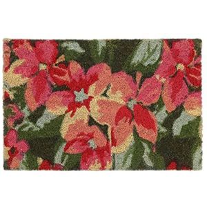 Relaxdays deurmat bloemen, kokosmat 40 x 60 cm, weerbestendige mat, antislip onderzijde, kleurrijk, natuur