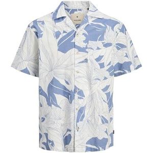 Jack & Jones - Herenoverhemd - Korte Mouwen - Blauw - Katoen