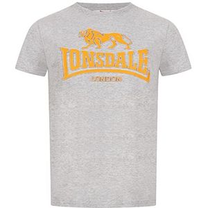 Lonsdale Heren Kingswood T-shirt, Marl Grijs/Oranje, S