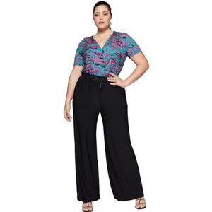Fiorella Rubino: Jersey-broek met wijde pijpen, Curvy Size Spring Summer 24, zwart, S