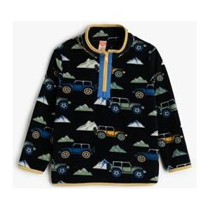 Koton Babyboy Sweatshirt Hoge Hals Half Zipper Lange Mouwen Gedrukt Detail Geborsteld Interieur, Marine Design (7d2), 2-3 jaar