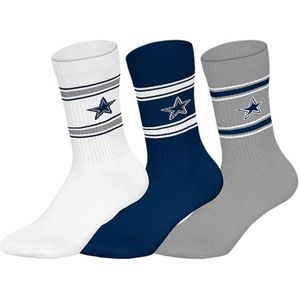 NFL DALLAS COWBOYS 3pk Crew Socks - WHT/BLU/MGR - 39/42