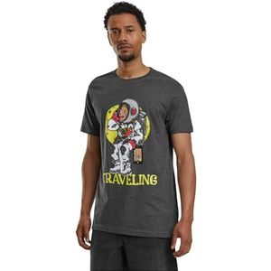 Mister Tee Heren T-shirt Traveling Tee, print T-shirt voor mannen, grafisch T-shirt, streetwear, antraciet, 5XL