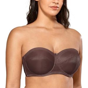 DELIMIRA Strapless-bh Voor Dames Grote Maat Converteerbaar Met Beugel Niet Gewatteerd Taupe 75F