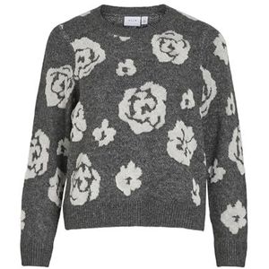 Vila Dames gebreide trui jacquard, Medium grijs (grey melange), XL