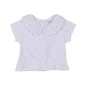Gocco Geborduurd uniseks baby-T-shirt met kraag, Optisch wit, 6-9 maanden