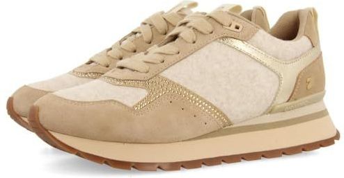 Gioseppo - Ardagger - Sneakers - Beige - Vilt - Strass - Metallic Accenten