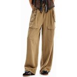 Cargobroek - Wide Leg - 2,8 cm - Geometrisch Motief - Leer