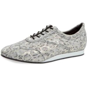 Diamant Dames sneaker dansschoenen 183-435-606-V - suède luipaard wit/zilver - VarioSpin zool - 1,5 cm sleehak - Made in Germany, luipaard, 34.5 EU