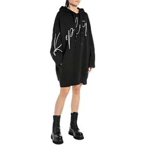 Replay Oversized sweatshirt voor dames, jurk met capuchon, 098 Black, S