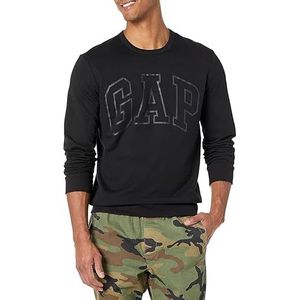 GAP Fleece sweatshirt met ronde hals voor heren, Zwart, XL