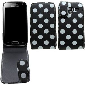 SAMRICK - Samsung i8160 Galaxy Ace 2 - Polka Dots speciaal lederen flip beschermhoes - zwart wit