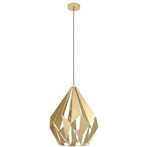 EGLO Hanglamp Carlton, vintage pendellamp eettafel, lamp hangend voor woonkamer en eetkamer, eettafellamp van metaal in goud, E27 fitting, Ø 38,5 cm