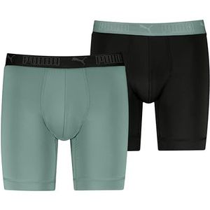 PUMA Heren microvezel lange boxer, groen/zwart, S (2 stuks), groen/zwart., S