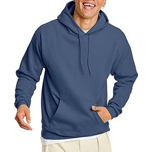 Hanes Heren EcoSmart Hoodie, Midweight Fleece, Pullover Hooded Sweatshirt, Denim Blauw, S