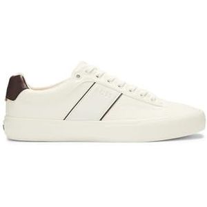 BOSS Kunstleer Trainers met effen en korrelige texturen heren Sneaker, Natuurlijk 106, 43 EU