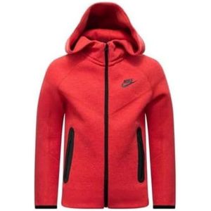 Nike FD3285-672 B NSW TECH FLC FZ Sweatshirt Jongens LT UNIV RED Htr/Black/Black Maat M