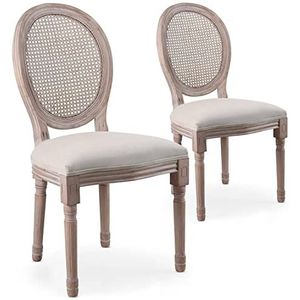 Menzzo Louis stoel, hout, beige, L 49 x D 46 x H 96 cm