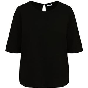 Seidensticker Modieuze damesblouse - shirt - oversized fit - gemakkelijk te strijken - ronde hals - korte mouwen - stretch, zwart, 38