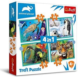 Trefl, Puzzel, Geheime Wereld van de Dieren, van 35 tot 70 elementen, 4 Sets, voor kinderen vanaf 4 jaar