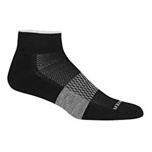 Icebreaker Merino Heren Micro Multisport Light Cushion Mini Sokken, Zwart/Sneeuw/Metro Heather, Large