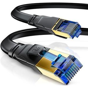 CSL - 10m CAT 8.1 netwerkkabel plat 40 Gbits - LAN-kabel patchkabel - CAT 8 Gigabit RJ45 ethernetkabel - 40000 Mbits glasvezel snelheid - ribbonkabel - installatiekabel - Cat 6 Cat 7 Cat 8