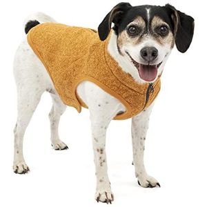 Kurgo Core hondentrui, het hele jaar door trui voor honden, hondenfleece vest, gebreide fleece huisdierjas, fleece voering, lichtgewicht, ritssluiting voor harnas, verstelbare nek, oranje, klein