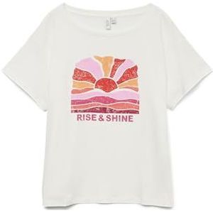 Vero Moda Vmdina S/S Boot Neck Top JRS Btq Ga, wit (snow white), L