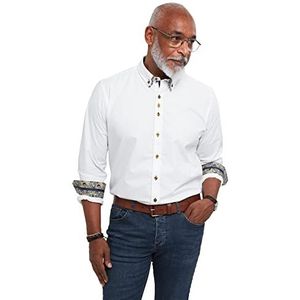 Joe Browns Mannen klassieke witte dubbele kraag kiekeboe patroon lange mouw knop omlaag slim shirt, wit, XL op maat gesneden pasvorm, Wit, XL