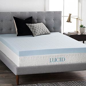 LUCID 4 inch gel traagschuim matrastopper, geventileerd ontwerp, ultra pluche, CertiPUR-US gecertificeerd, King
