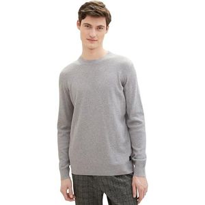 TOM TAILOR Cosy gebreide trui voor heren, 12035 - Grey Heather Melange, M