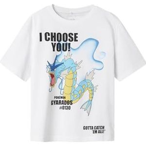 NAME IT Jongens Nkmjavis Pokemon Nreg Ss Top Noos Sky, wit (bright white), 146-152