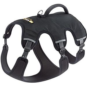 Ferplast 75467117 ERGOTREKKING P MEDIUM, Ergonomisch borstharnas voor middelgrote tot kleine honden, Zes bevestigingen met microregulatie, Zachte voering, Reflecterend, Zwart, M