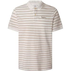 Pepe Jeans Heren Pepe Strepen Polo Trui, Off White, S, Wit, S
