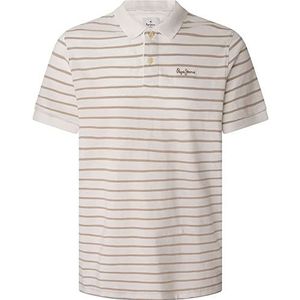 Pepe Jeans Heren Pepe Stripes Polo Sweater, Wit (Off White), XXL