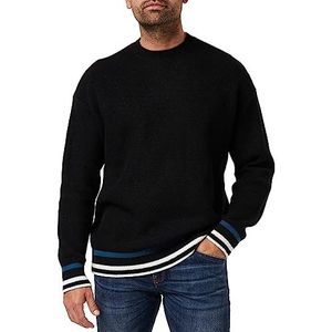 Armani Exchange Substainable herentrui met lange mouwen, Hem Stripes Pullover Sweater, zwart, XS