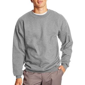 Hanes Heren sweatshirt, zwaargewicht fleece sweatshirt, ronde hals pullover voor heren, Oxford Grijs, S