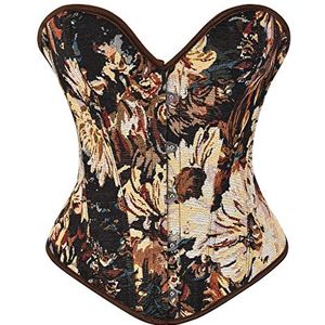 Alivila.Y Fashion Vrouwen sexy uitgebeend vintage bloemen denim taille trainer korset, Zwarte korte torso, XS