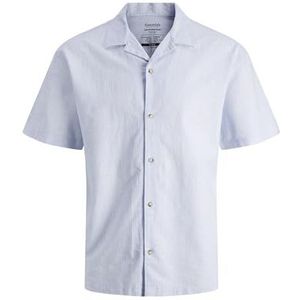 Jjesummer Resort Linen Shirt Ss Sn, Cashmere Blue/Stripes:/Wit, XL