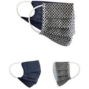 BaF Community-maskers Set van 2 stuks Unisex geïmproviseerd masker Omkeerbaar mondbeschermingsmasker Mond- en neusbescherming Omkeerbaar masker met motief katoen BCI Wasbaar