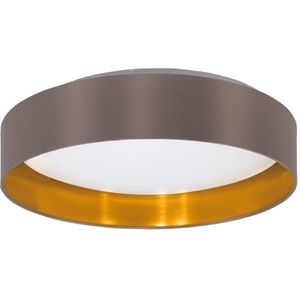 EGLO LED-plafondlamp Maserlo 2, textiel-plafondarmatuur, lamp plafond van stof in goud en cappuchino, wit kunststof, woonkamerlamp, vloerlamp, warm wit, Ø 38 cm