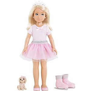 Corolle 9000600010 - Girls Valentine Ballerina Set, aankleedpop met hond, met kroontjes, oorbellen en extra schaatsen, 28 cm speelpop met vanillegeur, vanaf 4 jaar