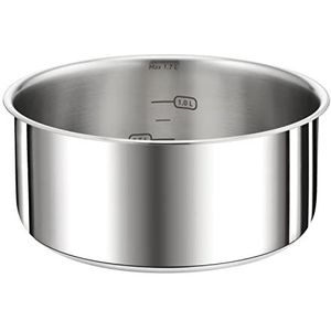 TEFAL Ingenio Preference L8982804 steelpan, 16 cm, stapelbaar, roestvrij staal, inductie, veelzijdigheid, ruimtebesparend