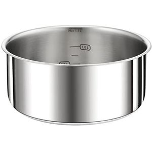 Tefal Ingenio Preference L8982804 steelpan, 16 cm, stapelbaar, roestvrij staal, inductie, veelzijdigheid, ruimtebesparend