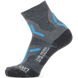 UYN Dames Lady Trekking 2IN Merino Low Cut Socks wandelkous, Mid Grey/Turquoise, eenheidsmaat