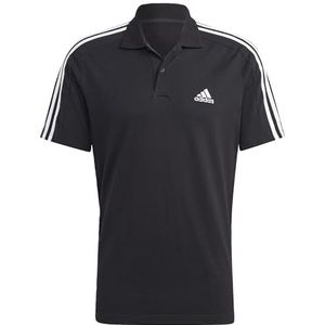 adidas Essentials Piqué Embroidered Small Logo 3-Stripes Polo Shirt (Korte Mouw) Heren, zwart/wit, S