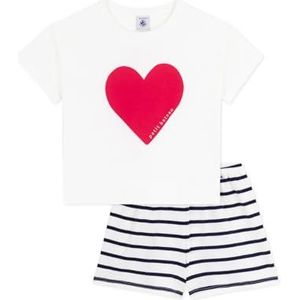 Petit Bateau - Pyjacourt - Katoenen Kinderpyjama - Wit/Blauw